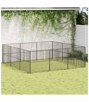 vidaXL Dog Playpen 12 Panels Black Galvanised Steel