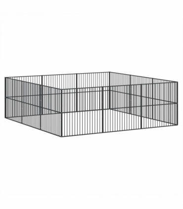 vidaXL Dog Playpen 12 Panels Black Galvanised Steel