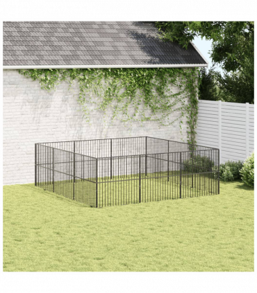 vidaXL Dog Playpen 12 Panels Black Galvanised Steel