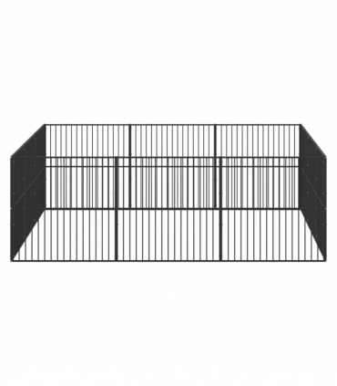 vidaXL Dog Playpen 12 Panels Black Galvanised Steel