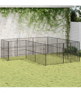 vidaXL Dog Playpen 12 Panels Black Galvanised Steel