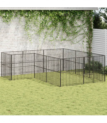 vidaXL Dog Playpen 12 Panels Black Galvanised Steel