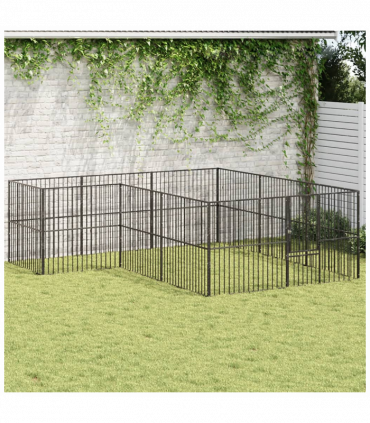vidaXL Dog Playpen 12 Panels Black Galvanised Steel