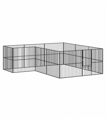 vidaXL Dog Playpen 12 Panels Black Galvanised Steel