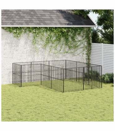 vidaXL Dog Playpen 12 Panels Black Galvanised Steel