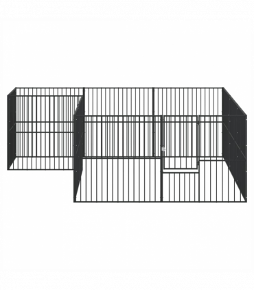vidaXL Dog Playpen 12 Panels Black Galvanised Steel
