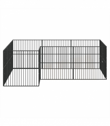 vidaXL Dog Playpen 12 Panels Black Galvanised Steel
