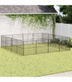 vidaXL Dog Playpen 16 Panels Black Galvanised Steel