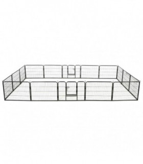 vidaXL Dog Playpen 16 Panels Steel 60x80 cm Black
