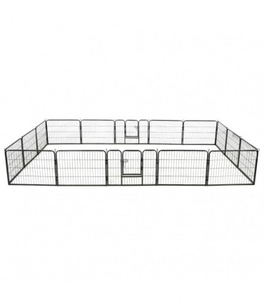 vidaXL Dog Playpen 16 Panels Steel 60x80 cm Black