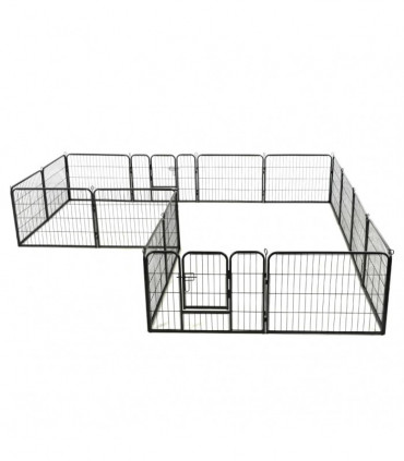 vidaXL Dog Playpen 16 Panels Steel 60x80 cm Black