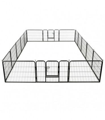 vidaXL Dog Playpen 16 Panels Steel 60x80 cm Black