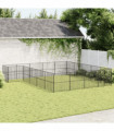 vidaXL Dog Playpen 20 Panels Black Galvanised Steel