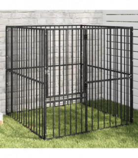 vidaXL Dog Playpen 4 Panel Black Galvanised Steel
