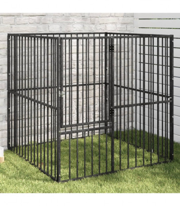 vidaXL Dog Playpen 4 Panel Black Galvanised Steel