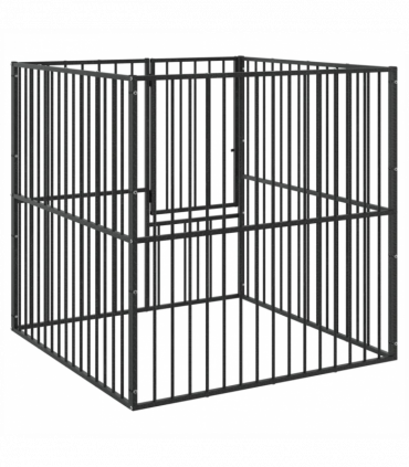 vidaXL Dog Playpen 4 Panel Black Galvanised Steel