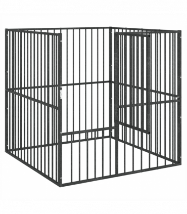 vidaXL Dog Playpen 4 Panel Black Galvanised Steel