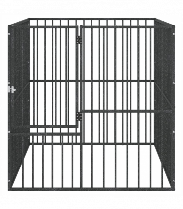 vidaXL Dog Playpen 4 Panel Black Galvanised Steel