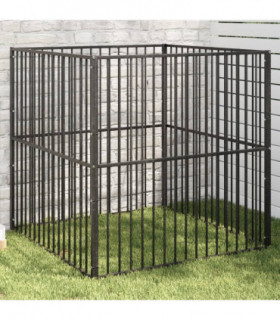vidaXL Dog Playpen 4 Panel Black Galvanised Steel