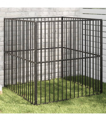 vidaXL Dog Playpen 4 Panel Black Galvanised Steel