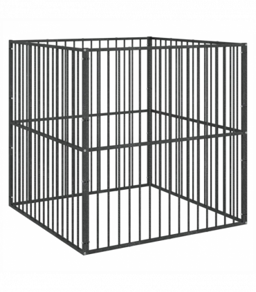 vidaXL Dog Playpen 4 Panel Black Galvanised Steel