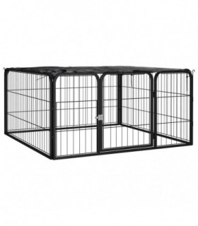 vidaXL Dog Playpen 4 Panels Black 100x50 cm Powder-coated Steel