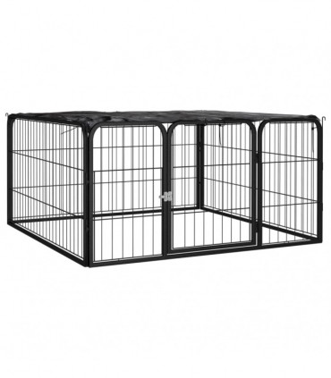 vidaXL Dog Playpen 4 Panels Black 100x50 cm Powder-coated Steel