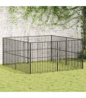vidaXL Dog Playpen 8 Panels Black Galvanised Steel