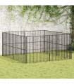 vidaXL Dog Playpen 8 Panels Black Galvanised Steel