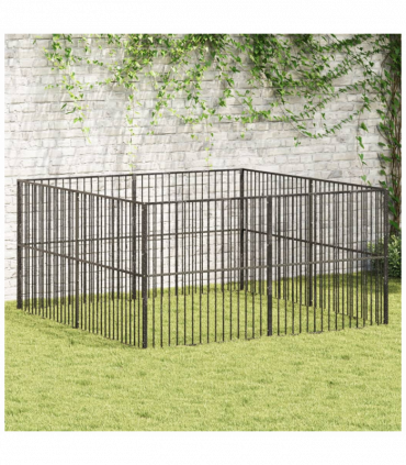 vidaXL Dog Playpen 8 Panels Black Galvanised Steel