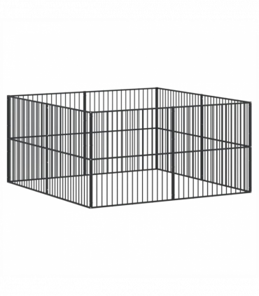 vidaXL Dog Playpen 8 Panels Black Galvanised Steel