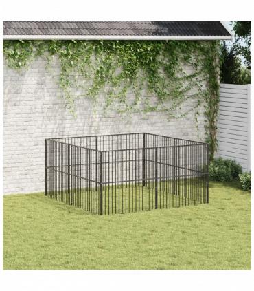 vidaXL Dog Playpen 8 Panels Black Galvanised Steel