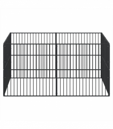 vidaXL Dog Playpen 8 Panels Black Galvanised Steel
