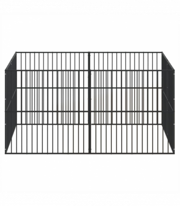 vidaXL Dog Playpen 8 Panels Black Galvanised Steel