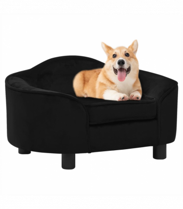vidaXL Dog Sofa Black 67x47x36 cm Plush