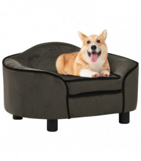 vidaXL Dog Sofa Dark Grey 67x47x36 cm Plush