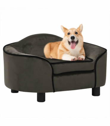 vidaXL Dog Sofa Dark Grey 67x47x36 cm Plush