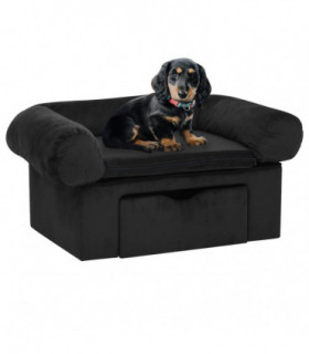 vidaXL Dog Sofa with Drawer Black 75x50x38 cm Plush