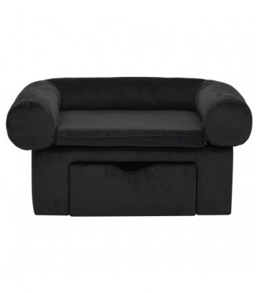 vidaXL Dog Sofa with Drawer Black 75x50x38 cm Plush