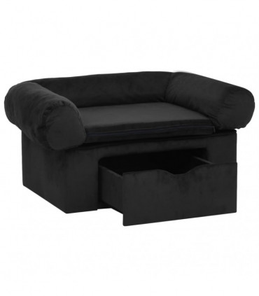 vidaXL Dog Sofa with Drawer Black 75x50x38 cm Plush