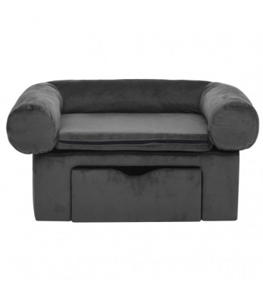 vidaXL Dog Sofa with Drawer Dark Grey 75x50x38 cm Plush