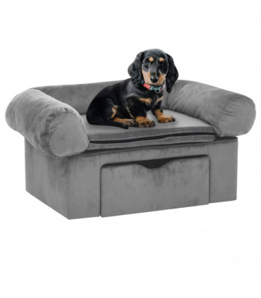 vidaXL Dog Sofa with Drawer Grey 75x50x38 cm Plush