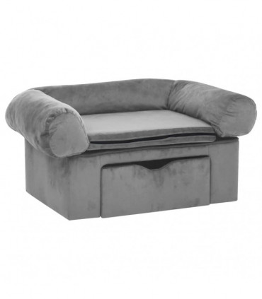 vidaXL Dog Sofa with Drawer Grey 75x50x38 cm Plush