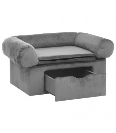 vidaXL Dog Sofa with Drawer Grey 75x50x38 cm Plush