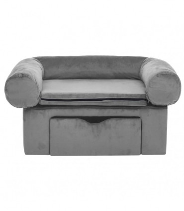vidaXL Dog Sofa with Drawer Grey 75x50x38 cm Plush