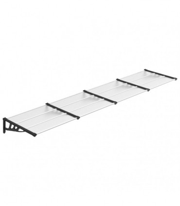 vidaXL Door Canopy Black and Transparent 396x90 cm Polycarbonate