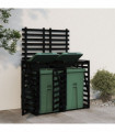 vidaXL Double Wheelie Bin Storage Black Solid Wood Pine