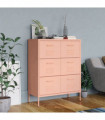 vidaXL Drawer Cabinet Pink 80x35x101.5 cm Steel