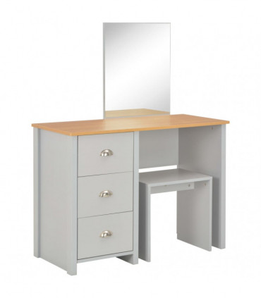 vidaXL Dressing Table with Mirror and Stool Grey 104x45x131 cm