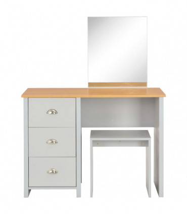 vidaXL Dressing Table with Mirror and Stool Grey 104x45x131 cm